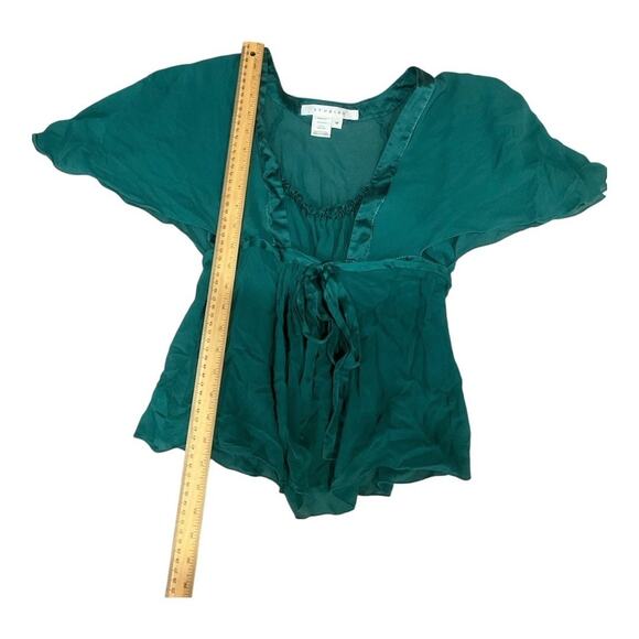 Y2K Studio M Top Women Medium Green 100% Silk - Picture 5 of 5